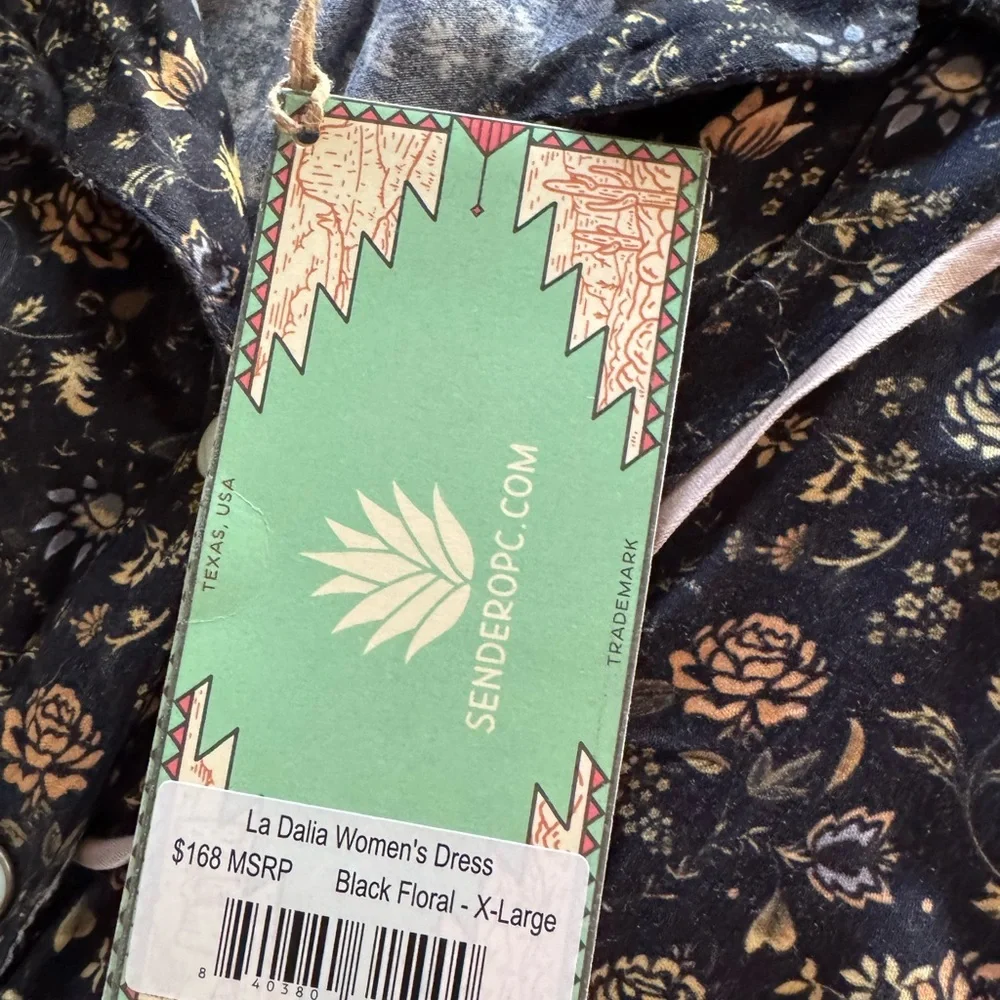 Sendero Western Prairie Floral Midi Dress NWT XL Button Front Pockets - Picture 3 of 4
